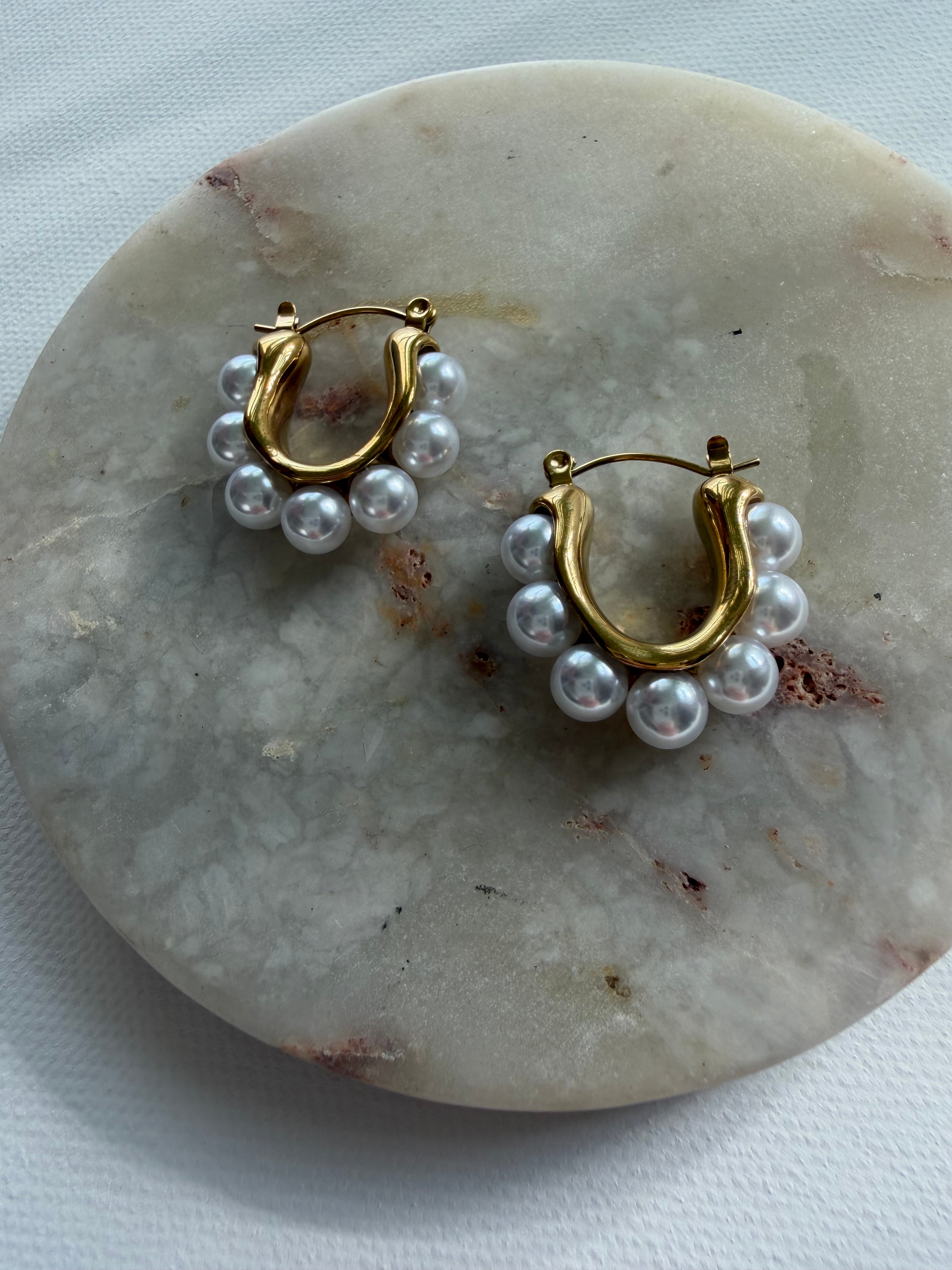Pearl Cascade Hoop