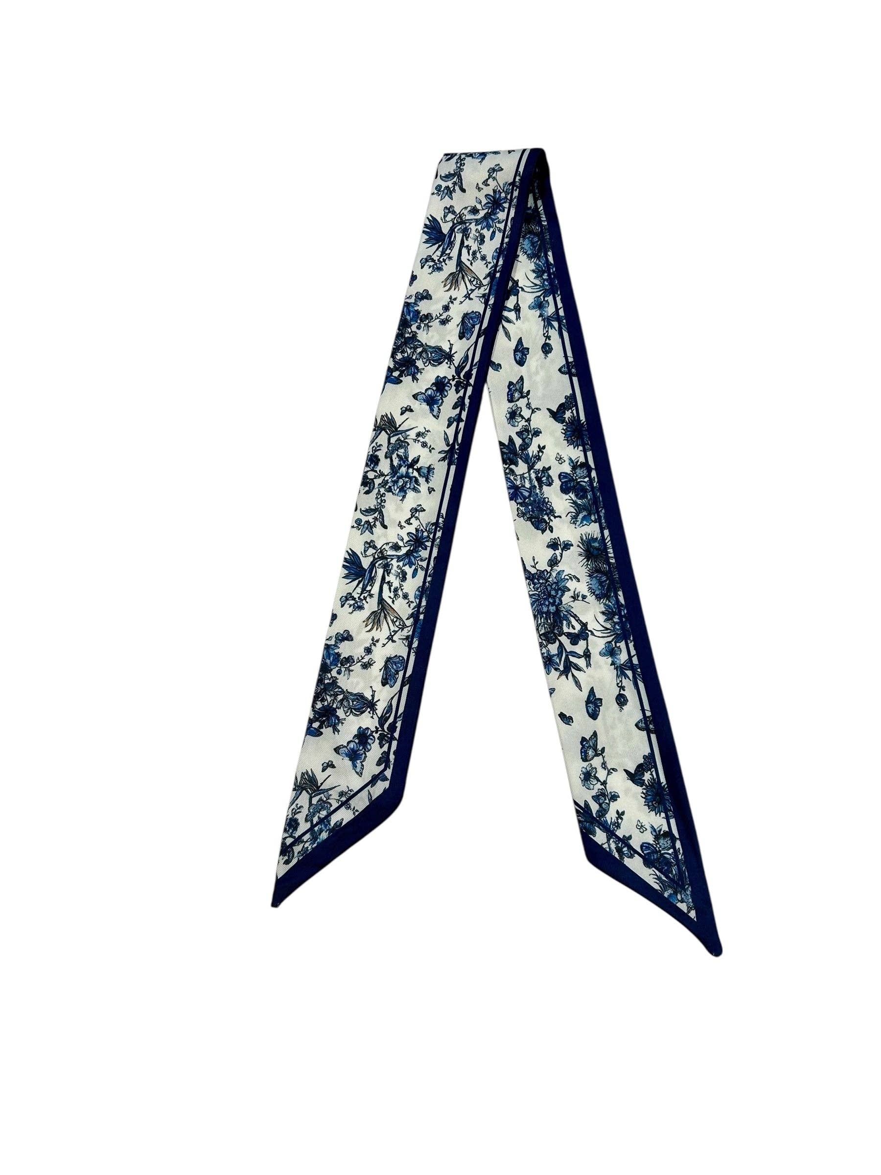 Twilly Scarf ( BLUE/WHITE FLORAL)
