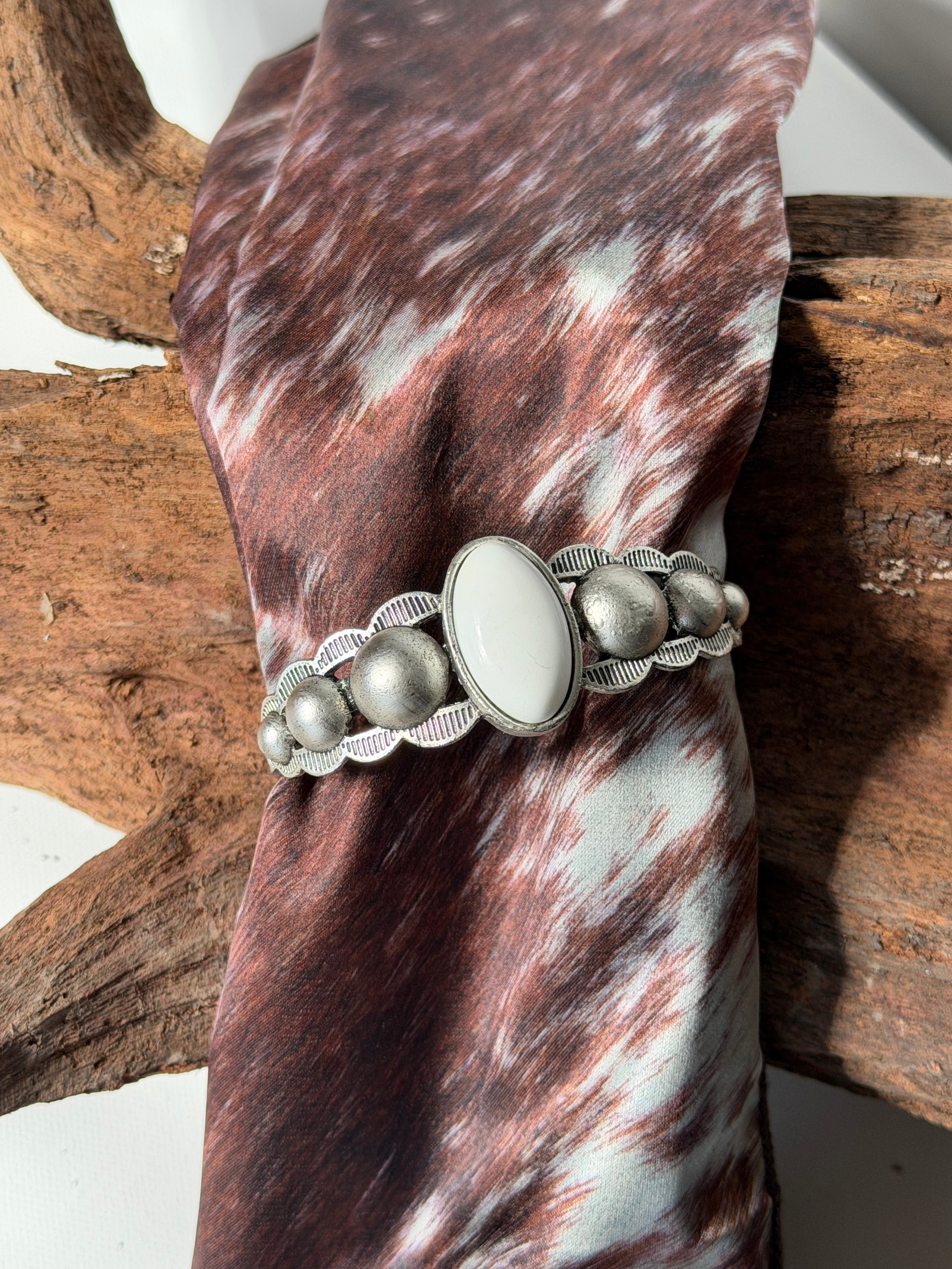 White Stone Cuff Bracelet