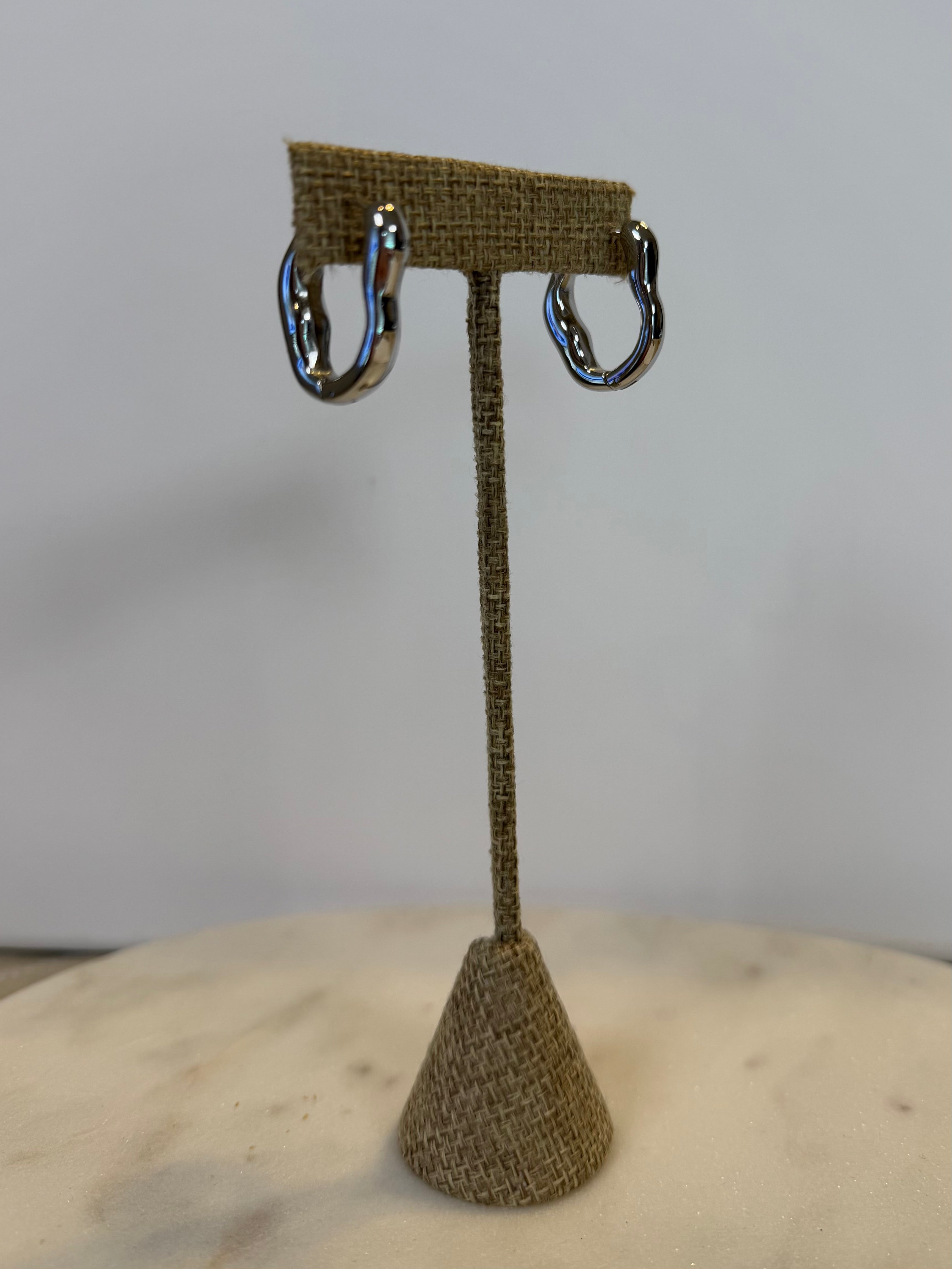 Silver Ripple Hoop