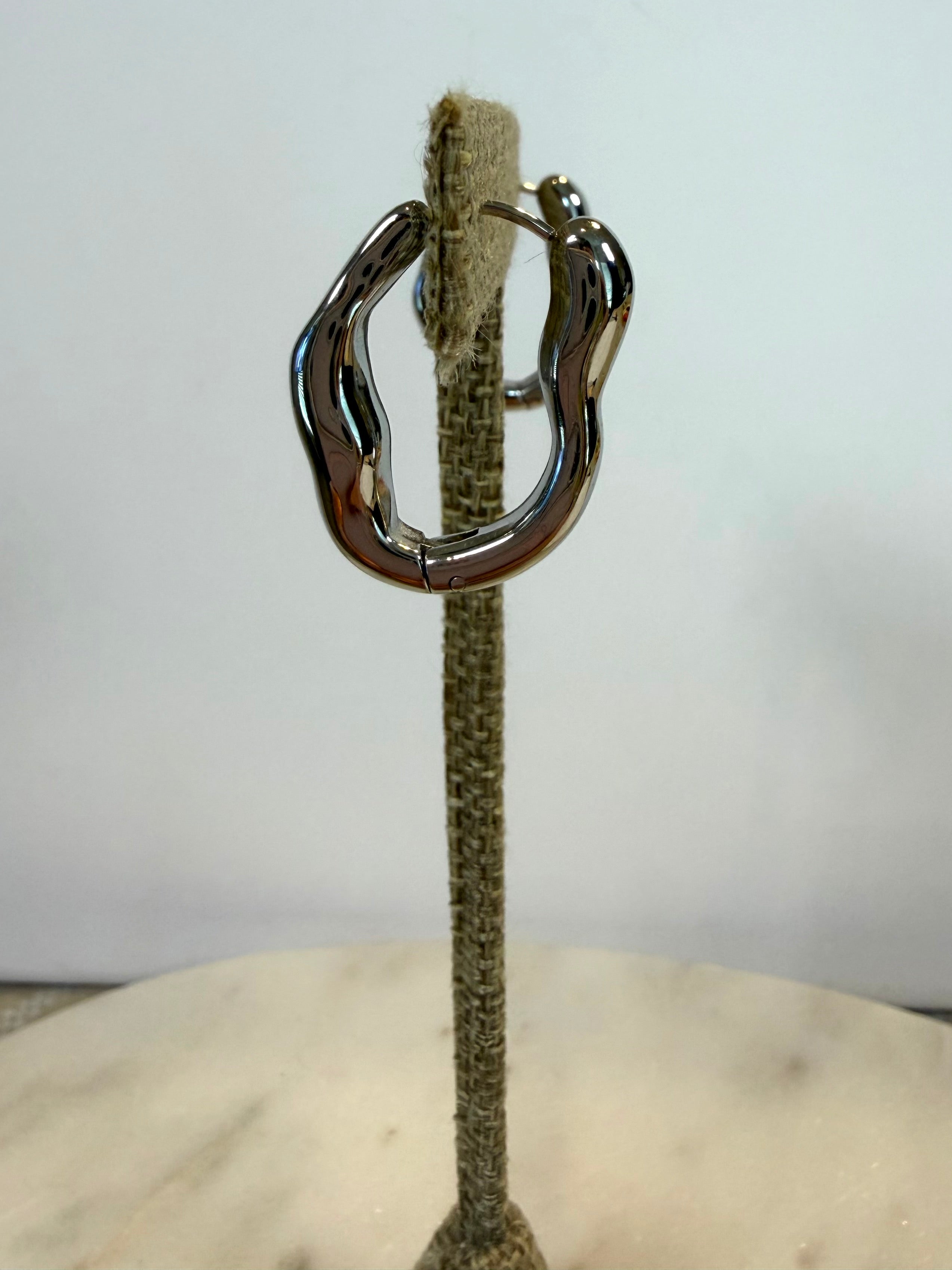 Silver Ripple Hoop