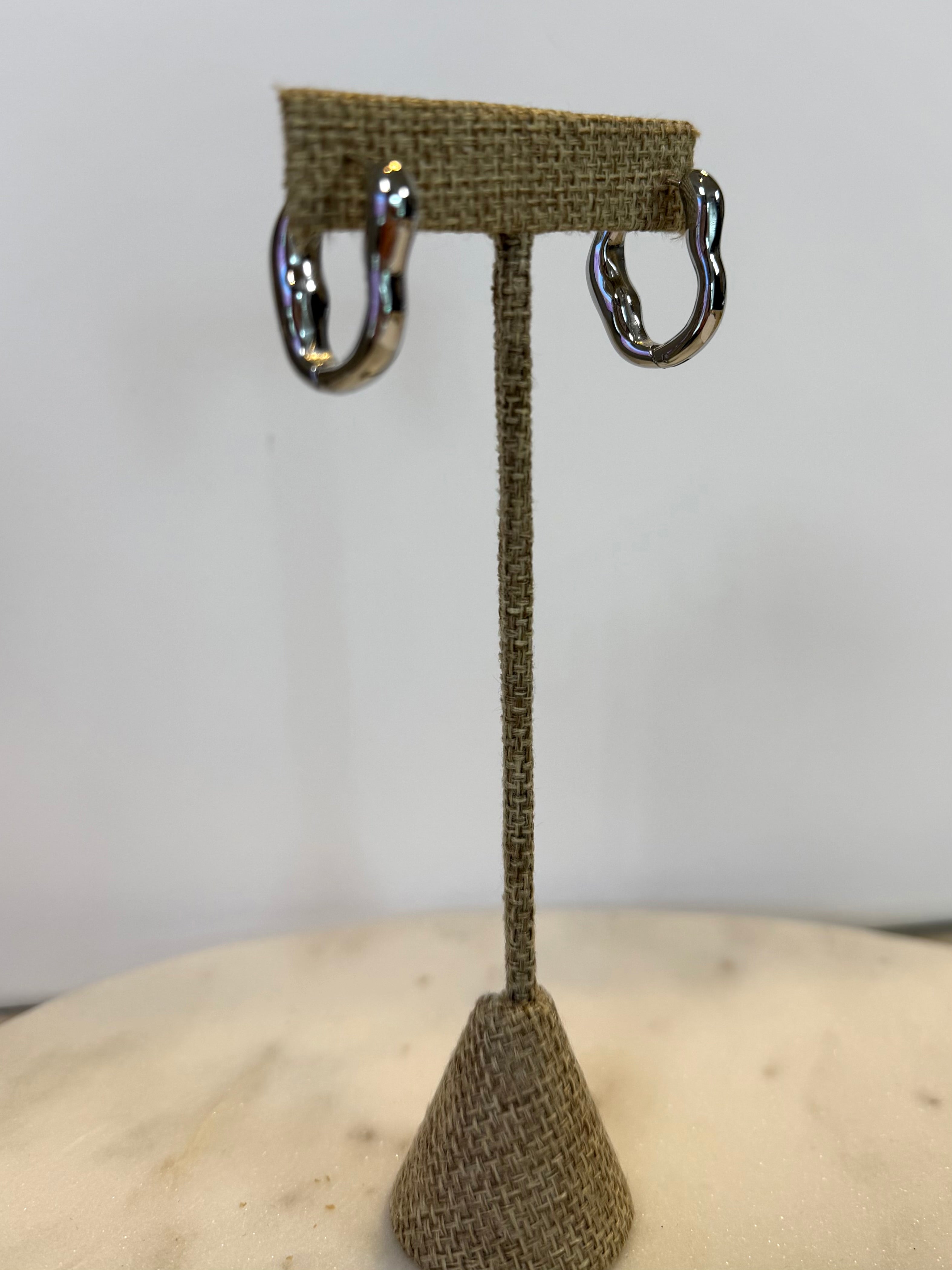 Silver Ripple Hoop
