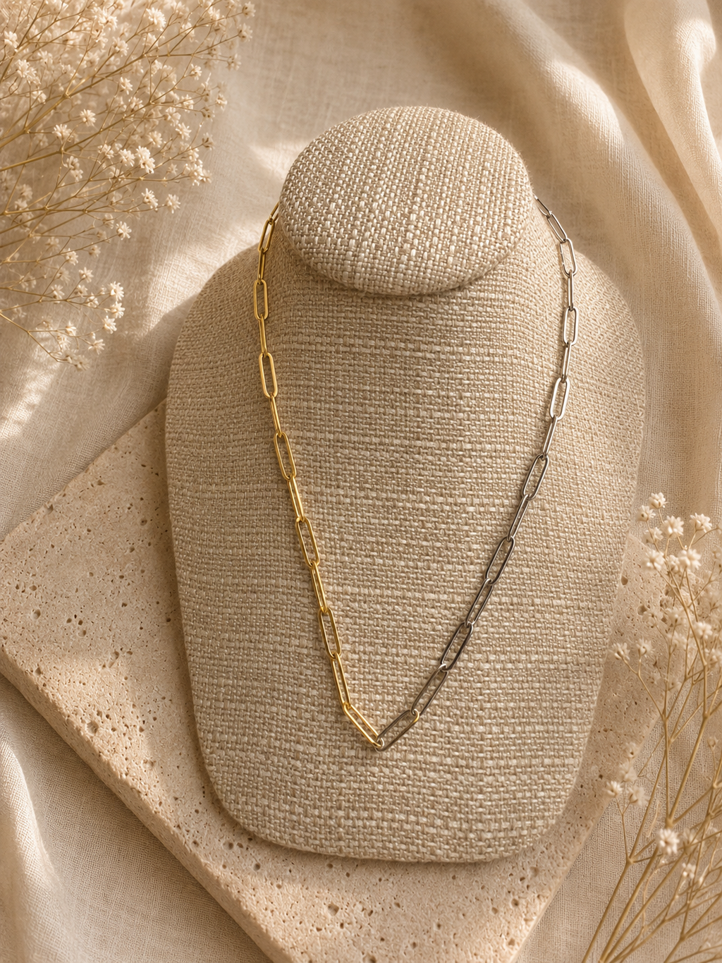 Two Tone paper clip necklace