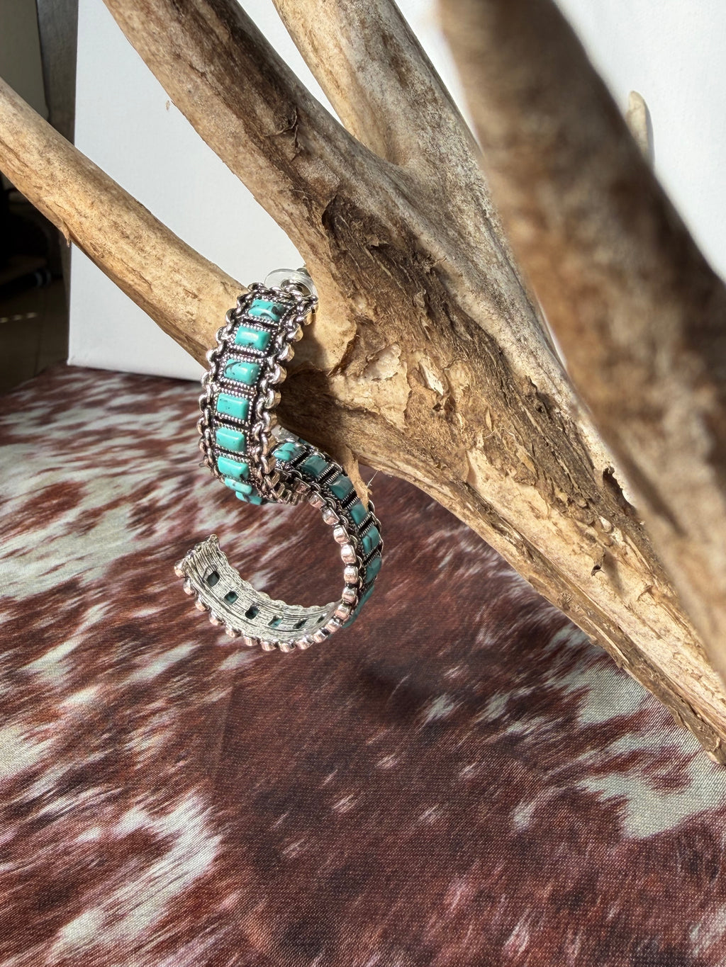 Stone Hoop Earrings