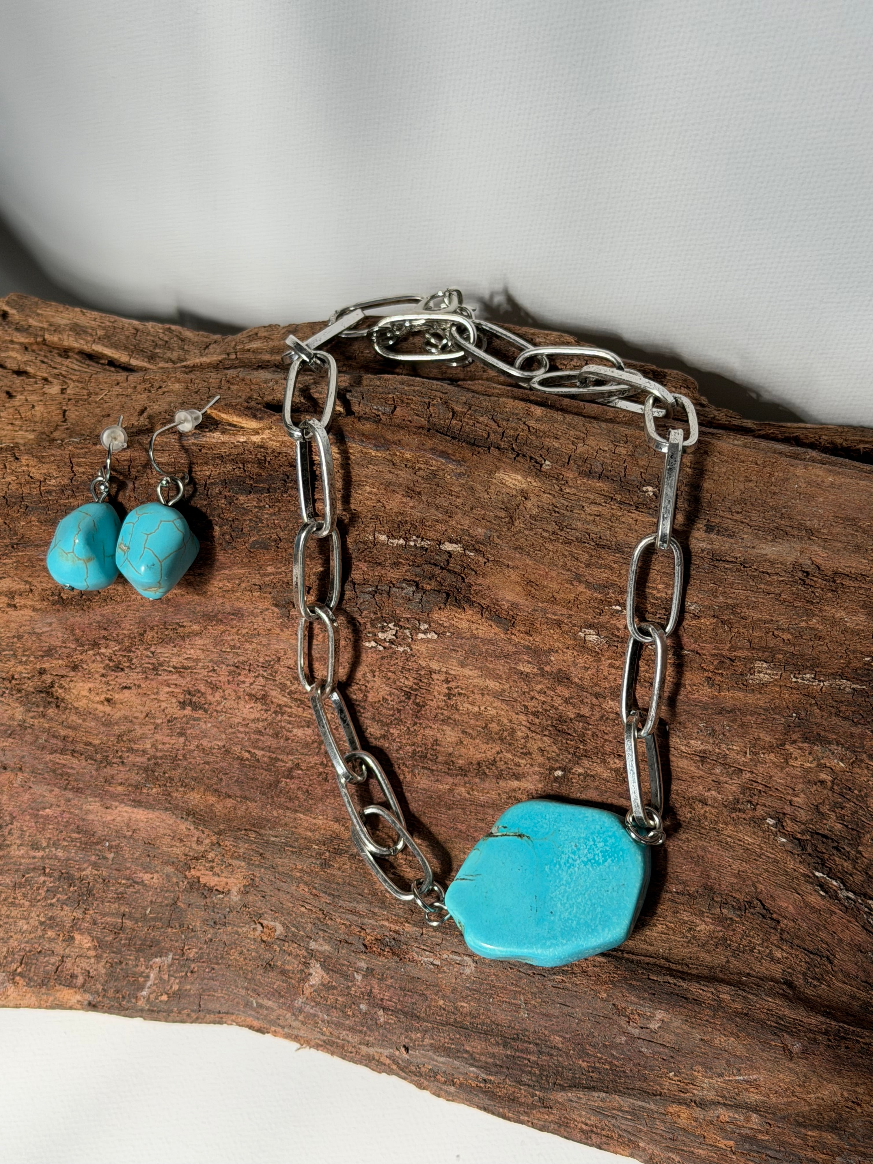 Slab Stone Necklace Set 