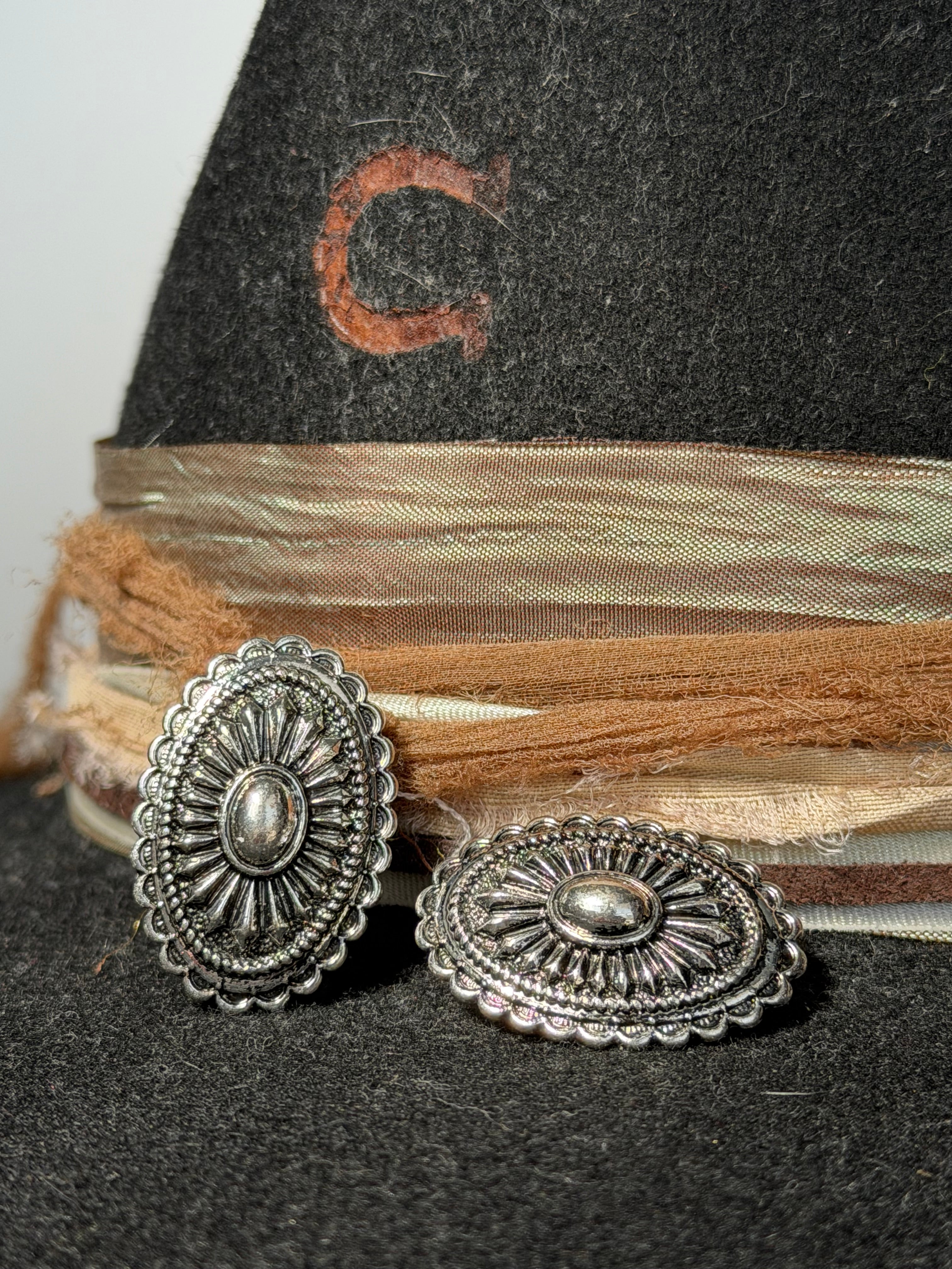 Oval Concho Stud Earrings