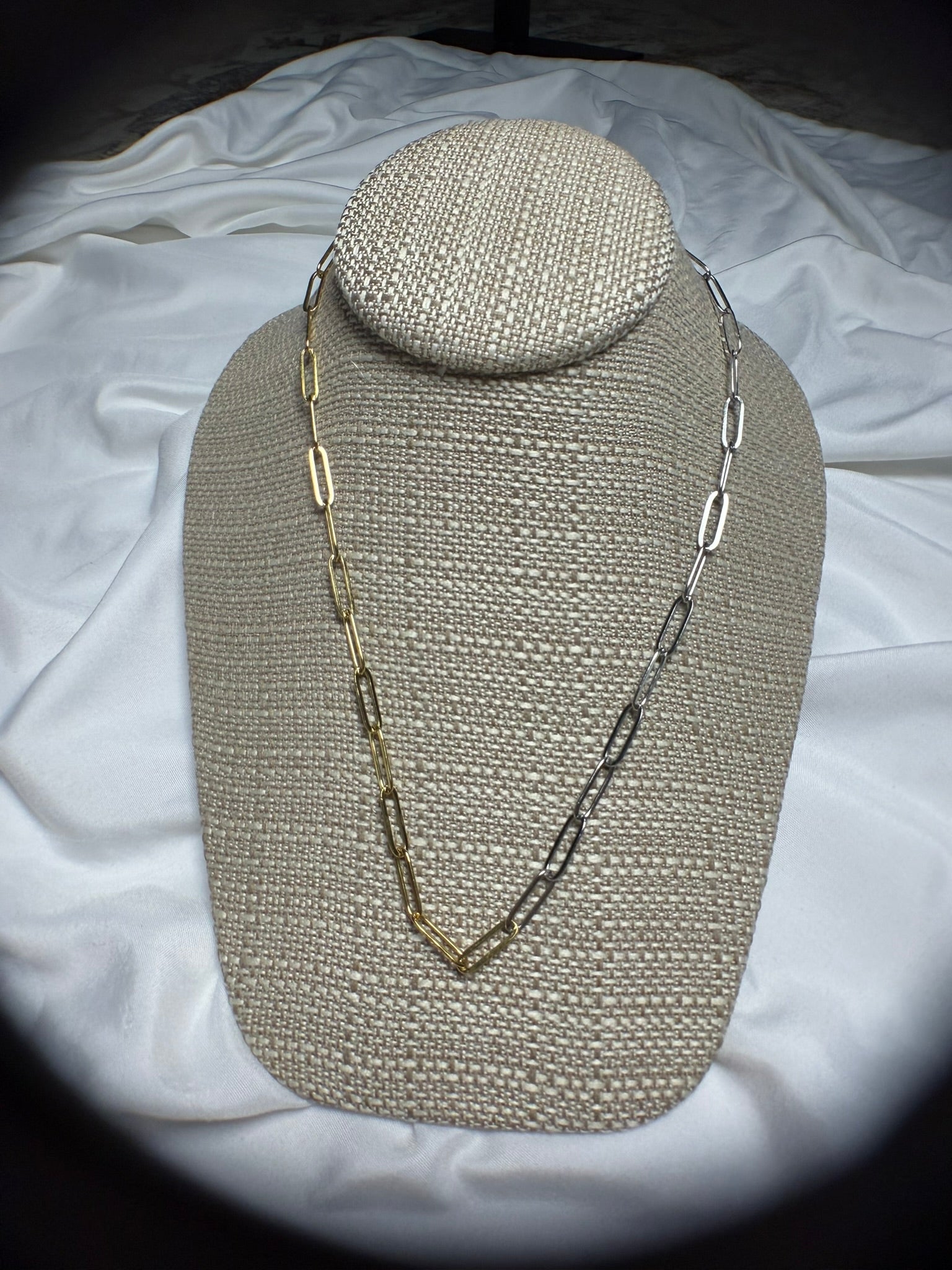 Two Tone paper clip necklace