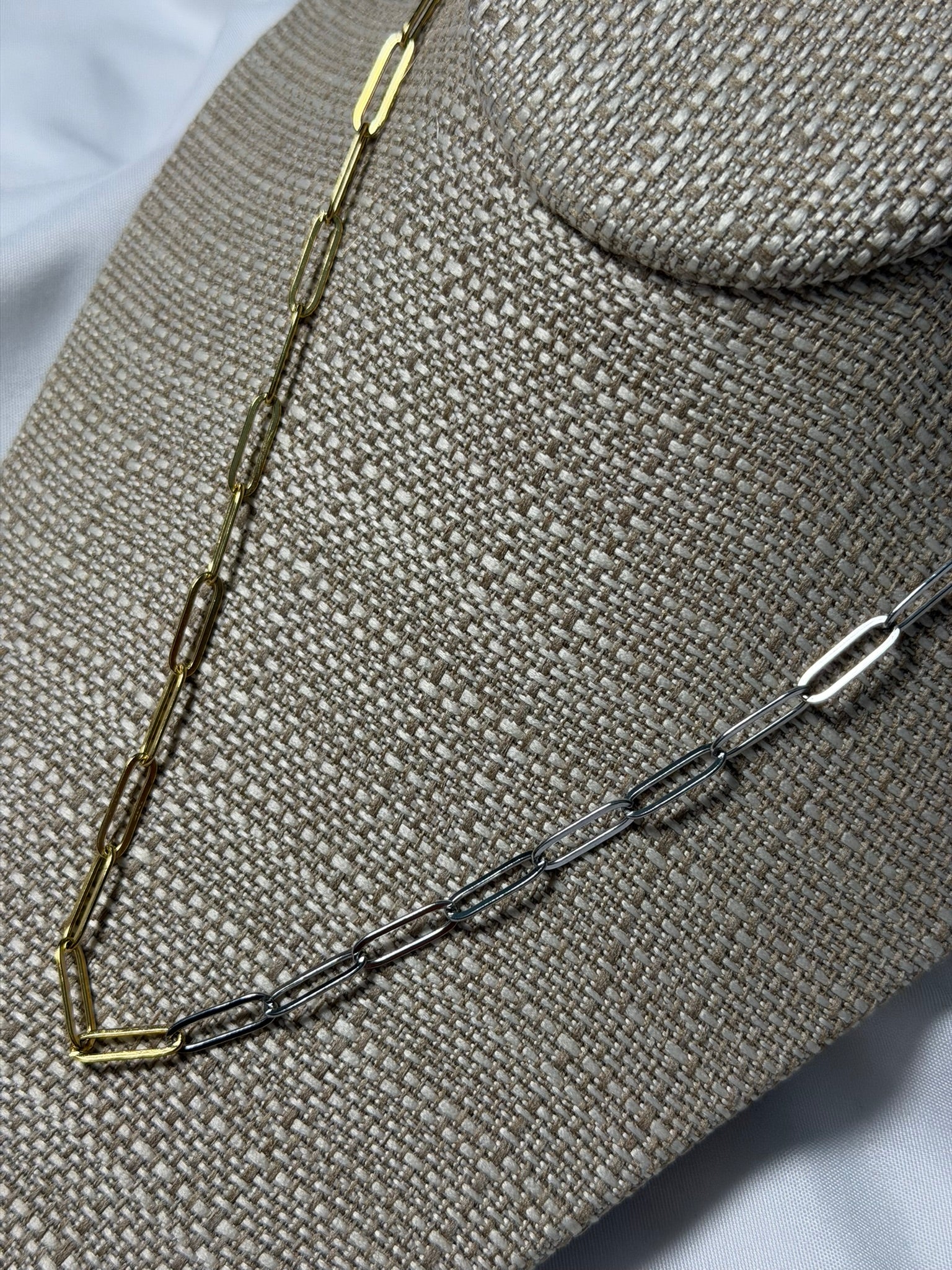 Two Tone paper clip necklace